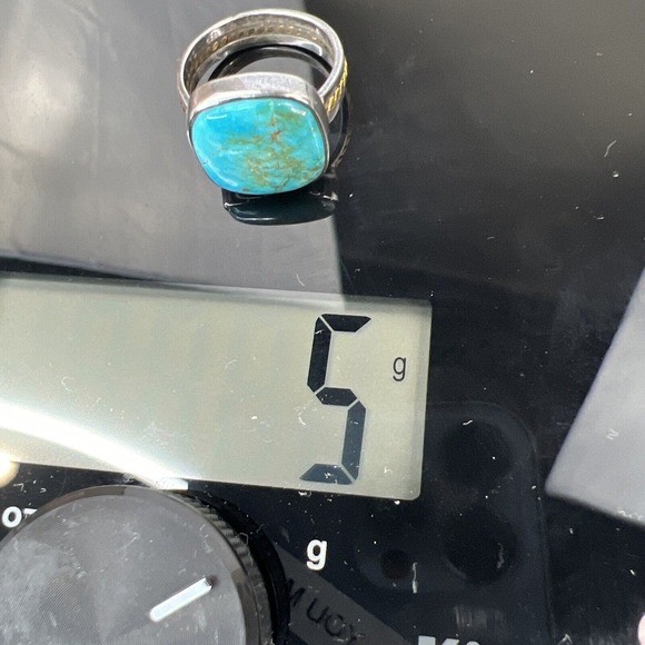 Native American Turquoise Ring Light Blue Vintage‎ Handmade Gold Braided Custom - Picture 5 of 6